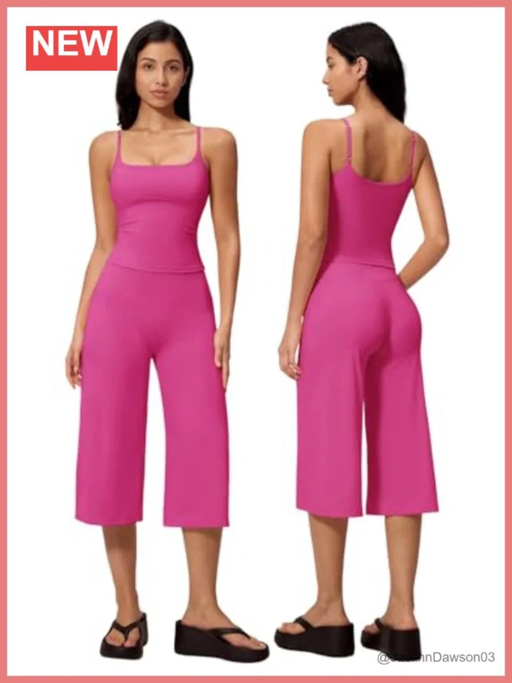 Women's Two-Piece Workout Set Halter Tank Wide Leg Capri Pants